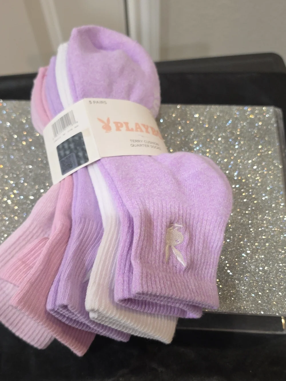 Playboy 5-PK Terry Cushion Quarter Socks